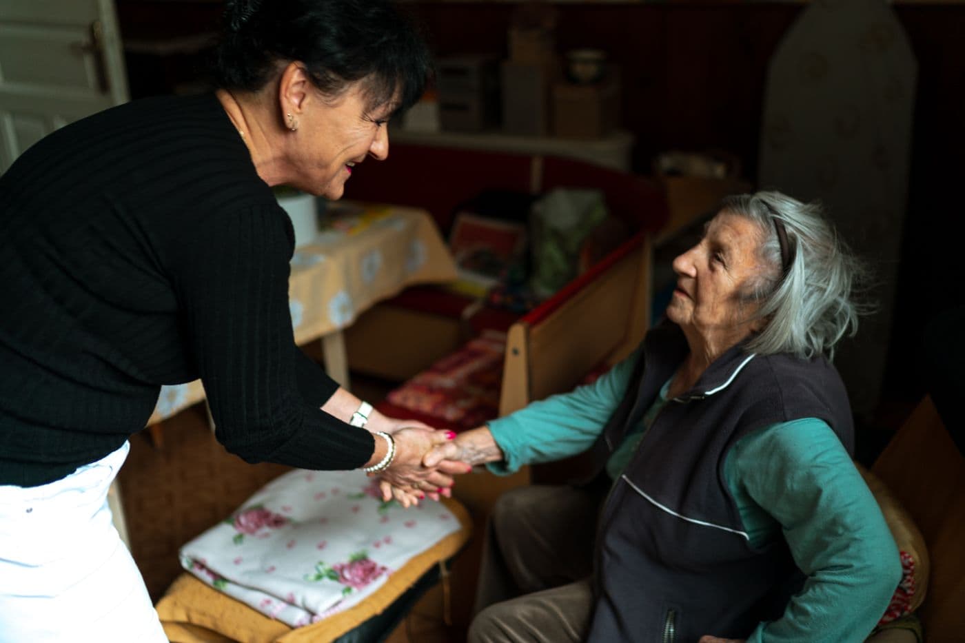 A warm greeting during a domiciliary care visit