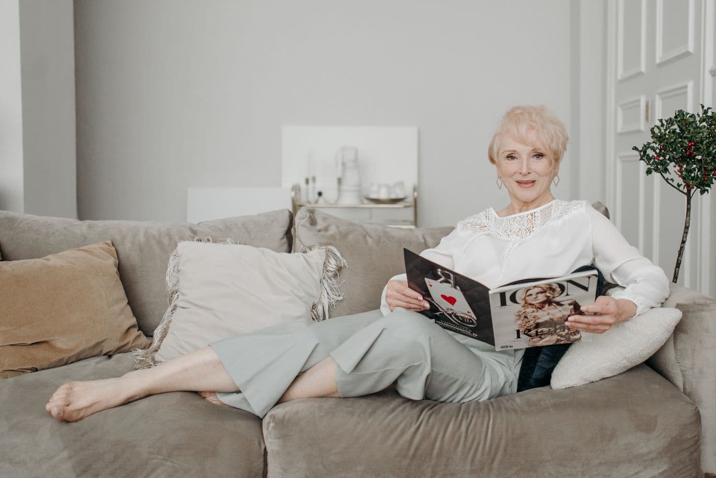 An older woman relaxing independently in her own home